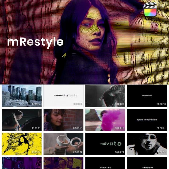 mRestyle FCPX插件50种叠加效果录像带梦幻般毛刺复古
