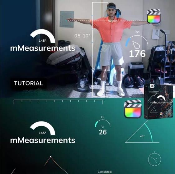 FCPX插件 22组线条距离速度时间测量标记文字标题指示动画预设