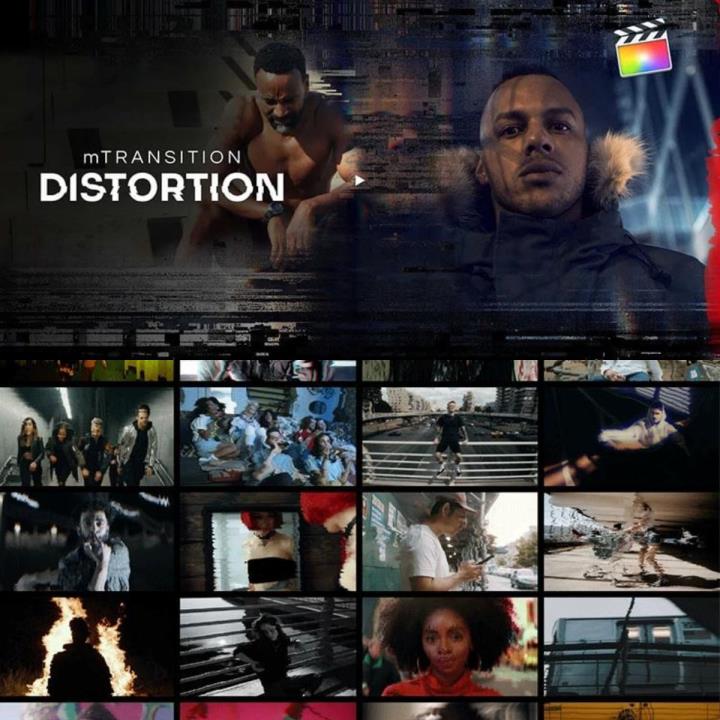 FCPX插件50种不同的故障扭曲拉伸失真产生视觉效果转场转场预设