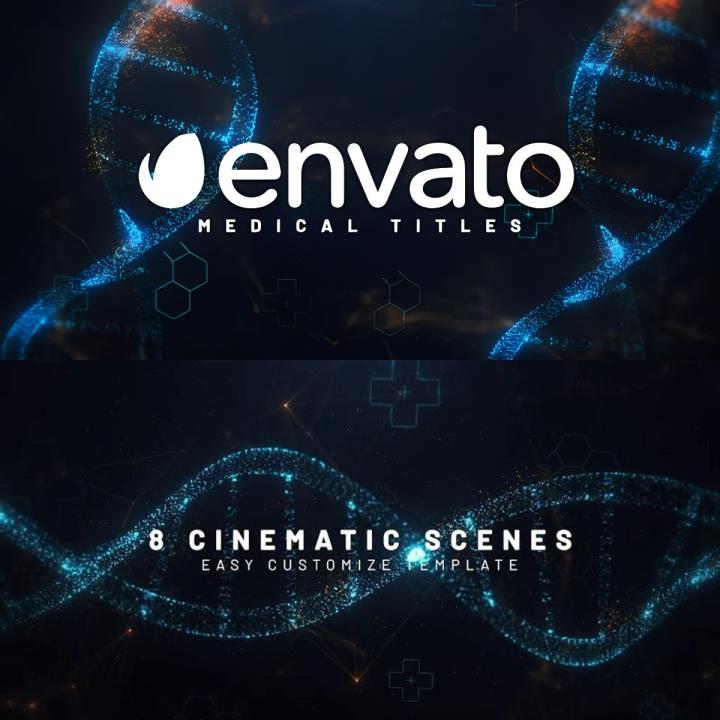 抽象DNA粒子背景标题生物医学主题宣传片头ae模板源文件素材