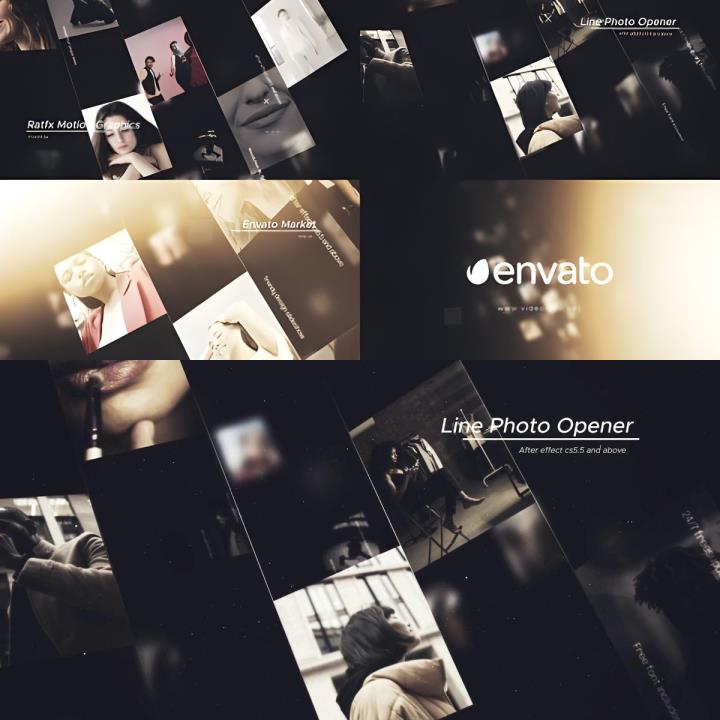 AE模板-线条排列多图像照片颁奖典礼晚会开场时装秀片头源文件