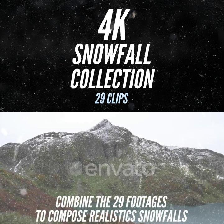 3D模拟生成29个逼真降雪背景视频素材高质量雪花粒子AE模板