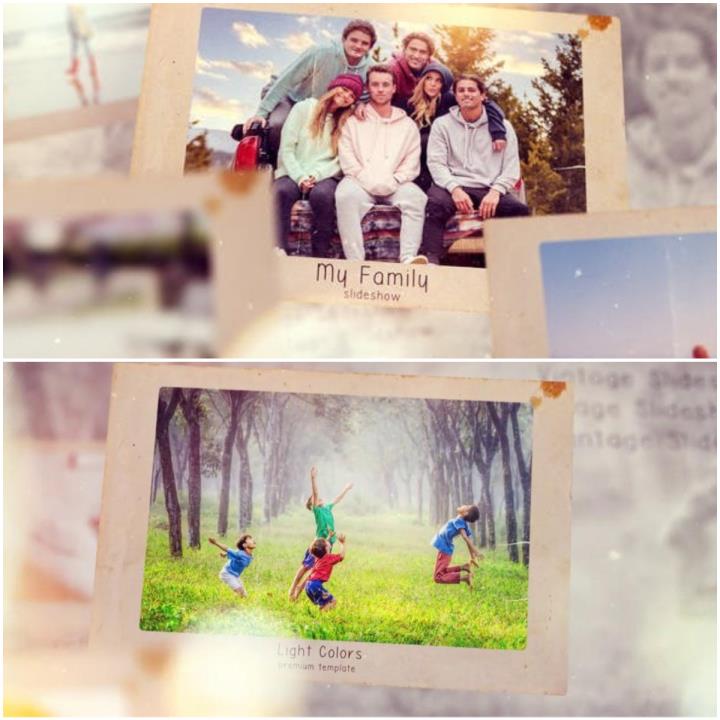 唯美浪漫家庭宝丽来照片幻灯片视频相册AE模板素材