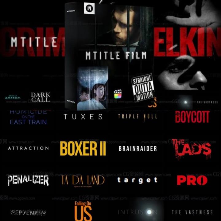 FCPX插件60种电影大气震撼文字标题动画预告片名开场片头视频