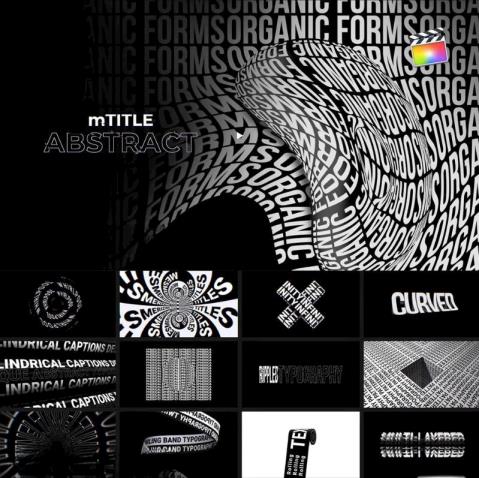 FCPX插件 50组抽象创意文字排版海报标题图案字幕动画预设