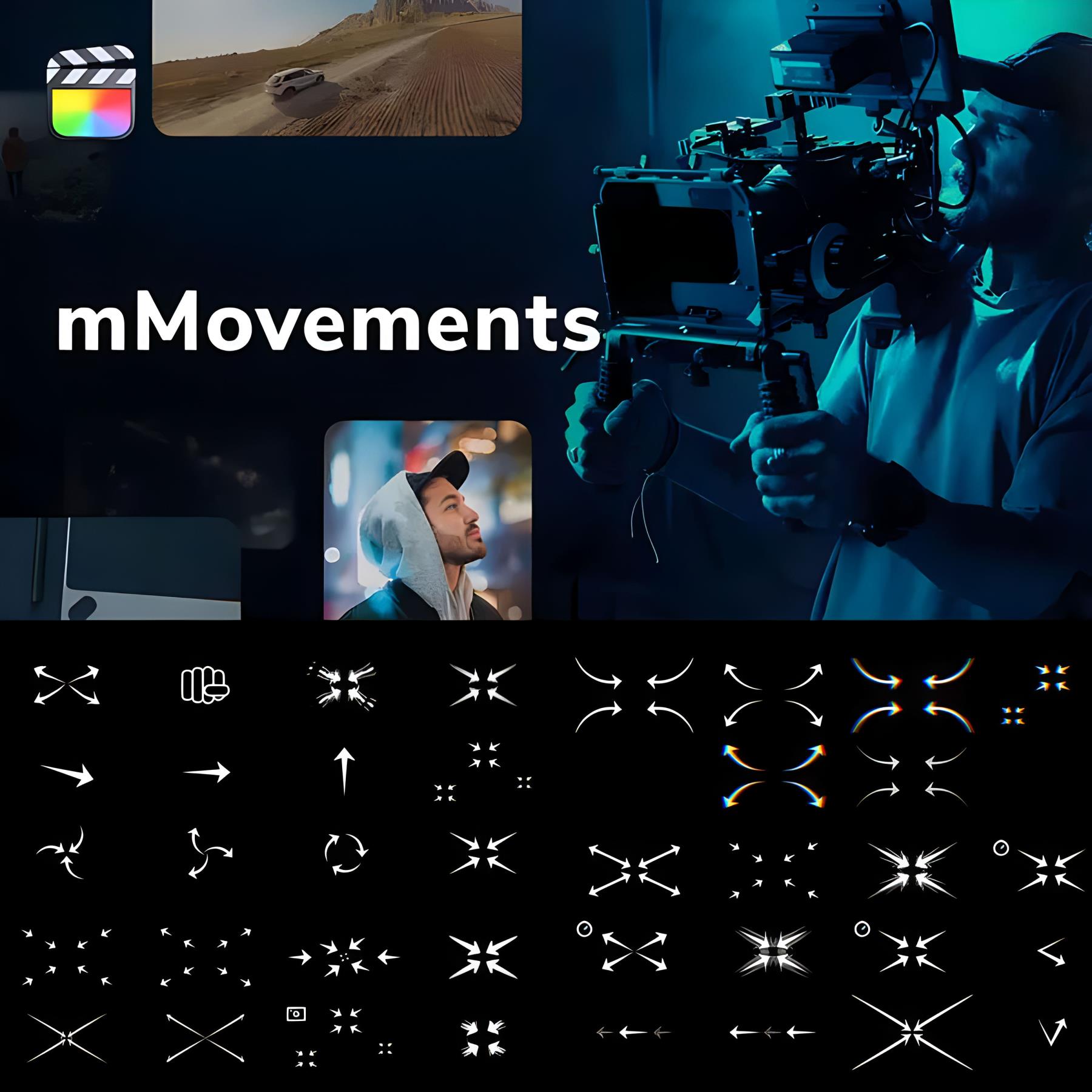 50组模拟摄像机摇晃移动旋转缩放抖动拉伸畸变运镜动画fcpx插件