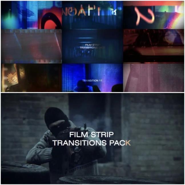 12个老电影带过渡旧式电影故障FX视频转场效果AE模板素材