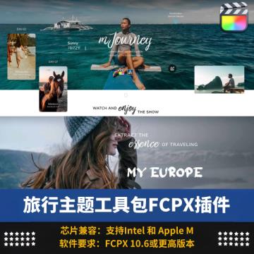 FCPX中文插件88组创意旅拍VLOG短视频剪辑文字标题路线箭头图标视频特效转场预设 MotionVFX – mJourney