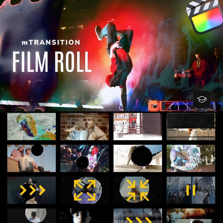 FCPX插件50种复古效果电影胶片灼烧穿孔混乱闪烁故障转场过渡动画